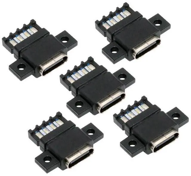 Main image of 5pcs/Set DC Power 5V/20V DIY OEM Type C Female Socket Connector to 6Pin PCBA Pinout PD IP67Flat Scew Mount Type