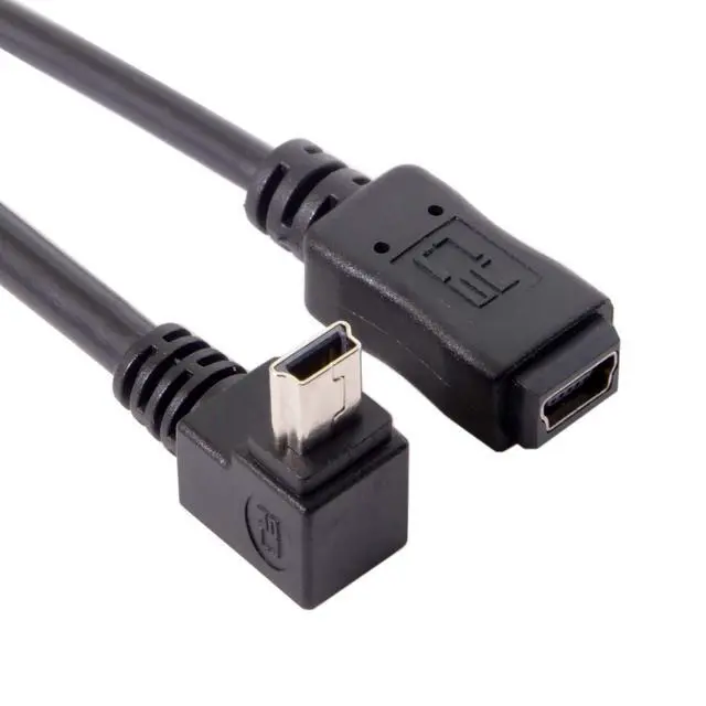 Alt view image 2 of 7 - 2pcs 90 Degree Up & Down Direction Angled Mini USB 5 Pin Male to Female Extension Cable 0.2m