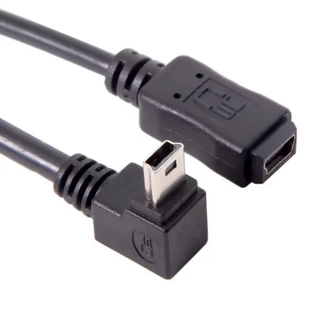 Alt view image 3 of 7 - 2pcs 90 Degree Up & Down Direction Angled Mini USB 5 Pin Male to Female Extension Cable 0.2m
