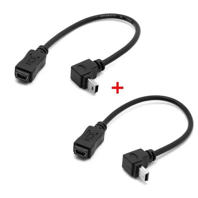 Alt view image 7 of 7 - 2pcs 90 Degree Up & Down Direction Angled Mini USB 5 Pin Male to Female Extension Cable 0.2m