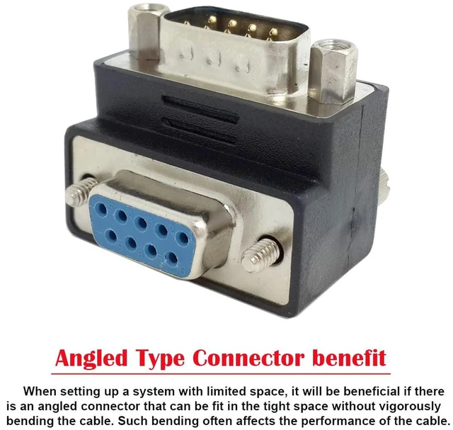 Alt view image 2 of 5 - chenyang RS232 9Pin DB9P Male to Female D-SUB Up Angled 90 Degree Type Extension Adapter Thumbscrew Type