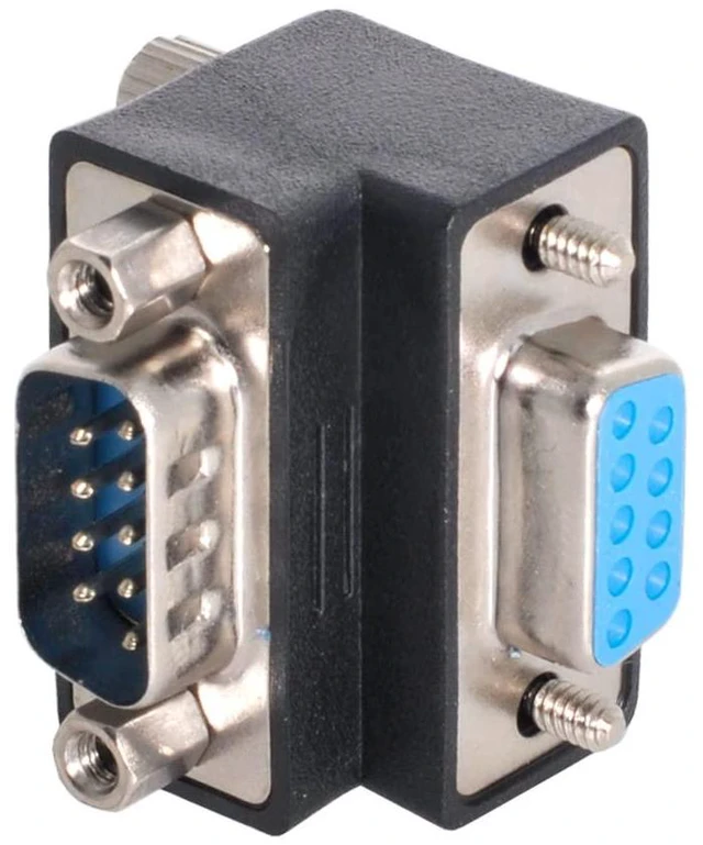 Alt view image 5 of 5 - chenyang RS232 9Pin DB9P Male to Female D-SUB Up Angled 90 Degree Type Extension Adapter Thumbscrew Type