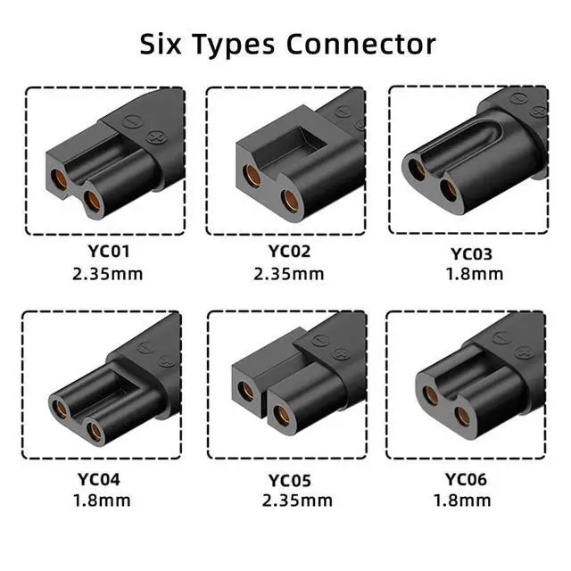 Alt view image 2 of 7 - 6pcs/Set Female USB-C to DC 5V 2Pin Power Charge Adapter for Electric Hair Clipper Beard Trimmers Shavers Beauty Instruments