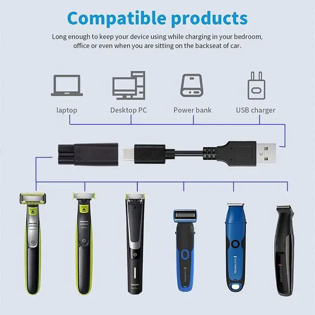 Alt view image 7 of 7 - 6pcs/Set Female USB-C to DC 5V 2Pin Power Charge Adapter for Electric Hair Clipper Beard Trimmers Shavers Beauty Instruments