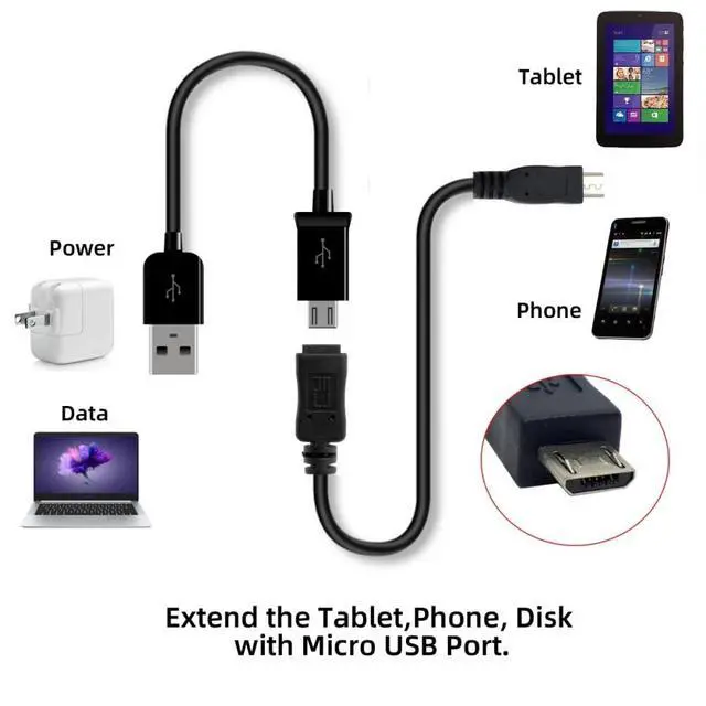 Alt view image 5 of 7 - 5Pin Micro USB 2.0 Type 5Pin Full Pin Connected Male to Female Cable for Tablet & Phone & OTG Extension (20cm)