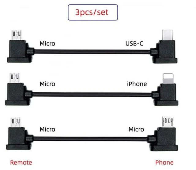 Alt view image 2 of 7 - 3pcs/Set Remote Controller Data Cable Type-C & Micro & to Micro USB for Mavic Pro Platinum Mavic Park RC Accessories