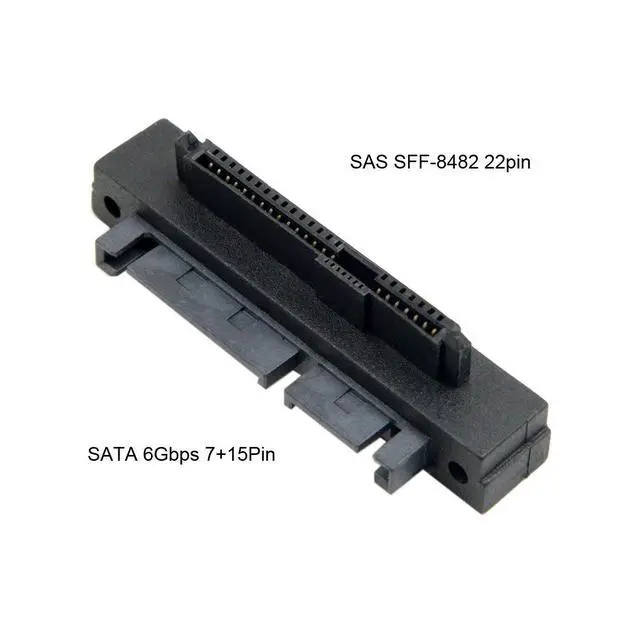 Alt view image 4 of 7 - Right Angled 90 Degree SFF-8482 SAS 22 Pin to 7 Pin + 15 Pin SATA Hard Disk Drive Raid Adapter