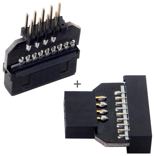 Alt view image 2 of 6 - 1set Reversible USB 2.0 9Pin Housing to Motherboard USB 3.0 20pin Header Female Adapter