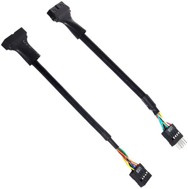 Main image of 2pcs USB 2.0 9Pin to USB 3.0 20pin Housing Header Female Cable Reversible for Motherboard