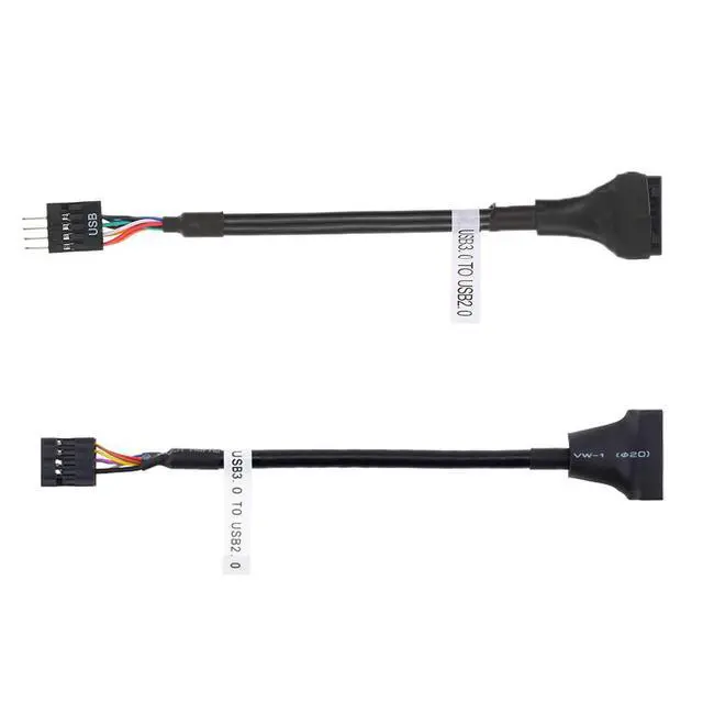 Alt view image 2 of 6 - 2pcs USB 2.0 9Pin to USB 3.0 20pin Housing Header Female Cable Reversible for Motherboard