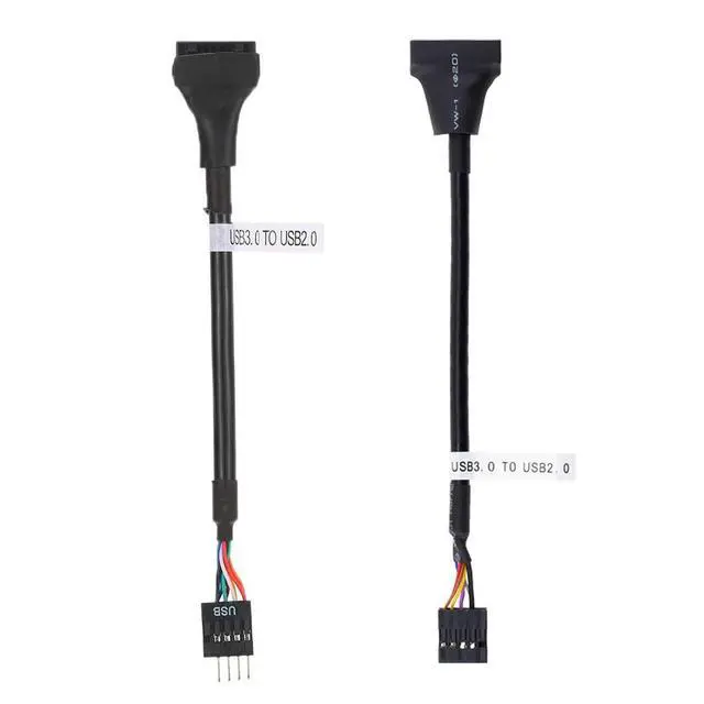 Alt view image 3 of 6 - 2pcs USB 2.0 9Pin to USB 3.0 20pin Housing Header Female Cable Reversible for Motherboard