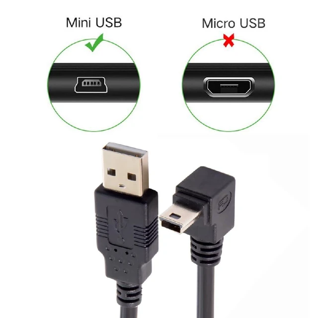 Alt view image 3 of 7 - Mini USB B Type 5pin Male Down Angled 90 Degree to USB 2.0 Male Power Data Cable 50CM