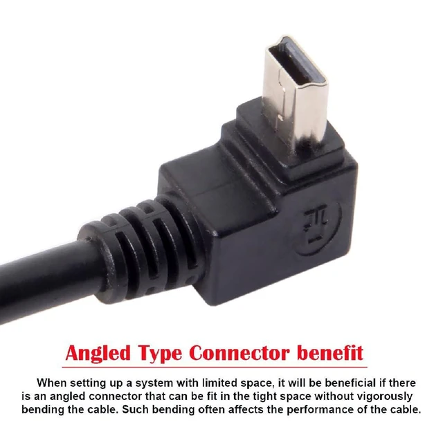 Alt view image 5 of 7 - Mini USB B Type 5pin Male Down Angled 90 Degree to USB 2.0 Male Power Data Cable 50CM