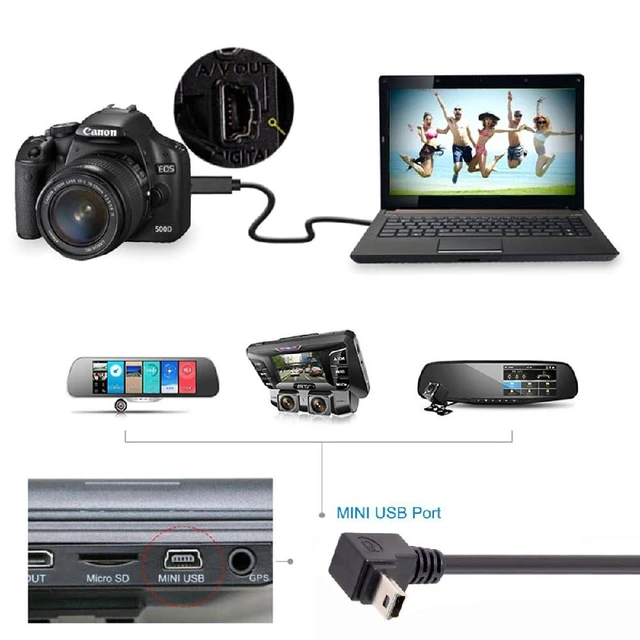 Alt view image 7 of 7 - Mini USB B Type 5pin Male Down Angled 90 Degree to USB 2.0 Male Power Data Cable 50CM