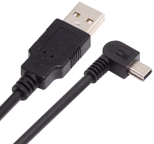 Main image of Mini USB B Type 5pin Male Left Angled 90 Degree to USB 2.0 Male Power Data Cable 1.8M