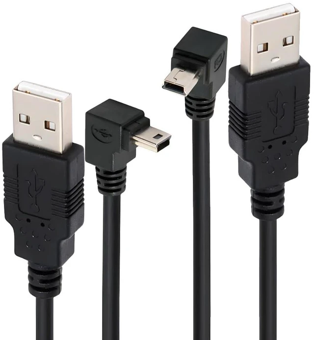 Main image of 2pcs/Set 5pin Mini USB B Type Male Down & Up Angled 90 Degree to USB 2.0 Male Power Data Cable 50cm