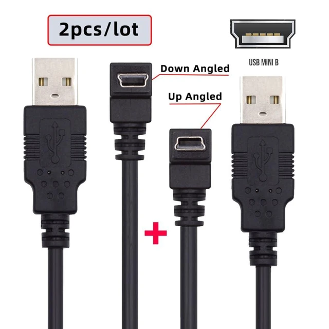 Alt view image 2 of 7 - 2pcs/Set 5pin Mini USB B Type Male Down & Up Angled 90 Degree to USB 2.0 Male Power Data Cable 50cm