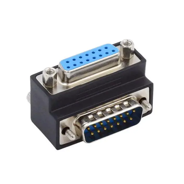 Alt view image 5 of 7 - 90 Degree Up Angled DSUB D-subminiature 15pin Male to Female Extension Adapter DB Connector