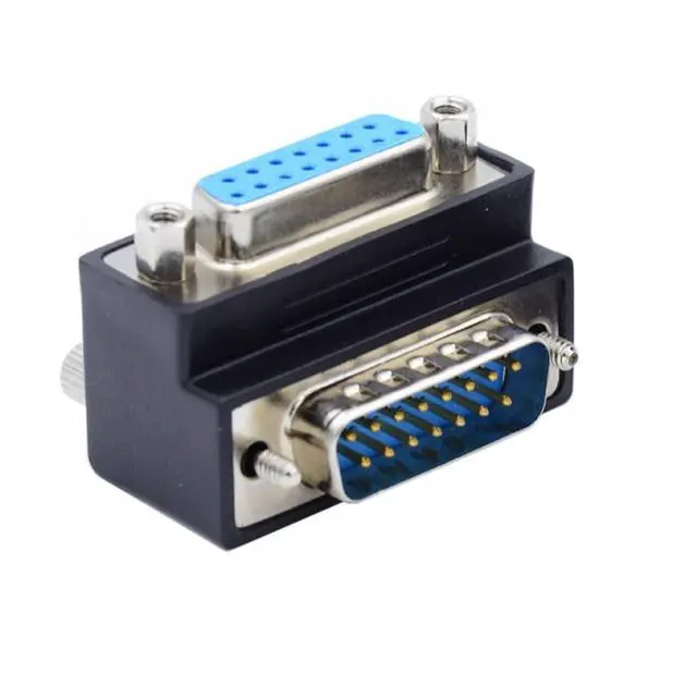 Alt view image 7 of 7 - 90 Degree Up Angled DSUB D-subminiature 15pin Male to Female Extension Adapter DB Connector