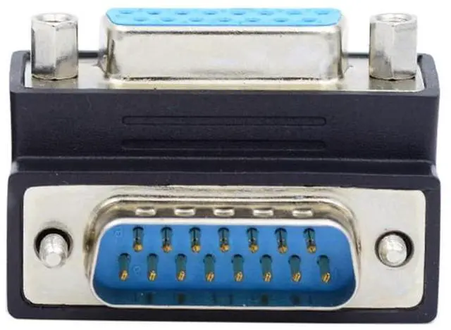 Main image of 90 Degree Down Angled DSUB D-subminiature 15pin Male to Female Extension Adapter DB Connector