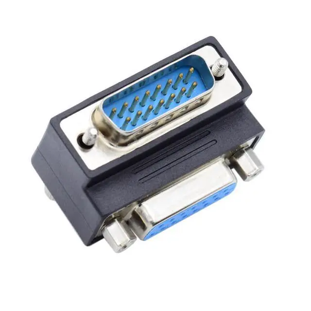 Alt view image 5 of 7 - 90 Degree Down Angled DSUB D-subminiature 15pin Male to Female Extension Adapter DB Connector