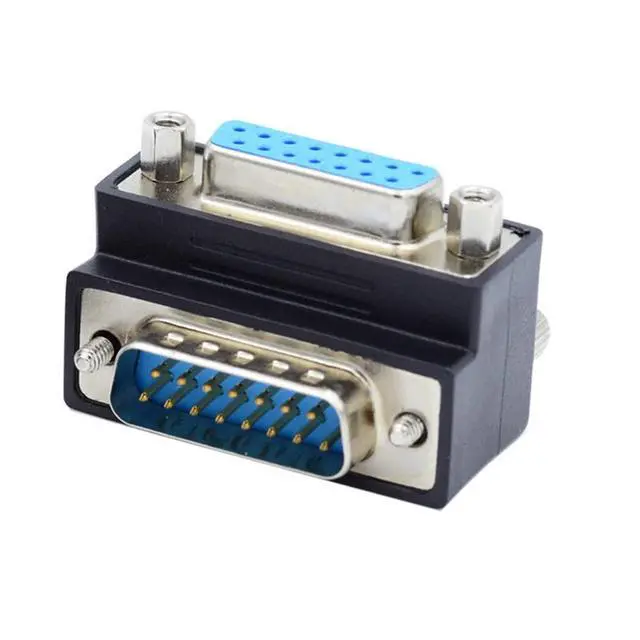 Alt view image 6 of 7 - 90 Degree Down Angled DSUB D-subminiature 15pin Male to Female Extension Adapter DB Connector