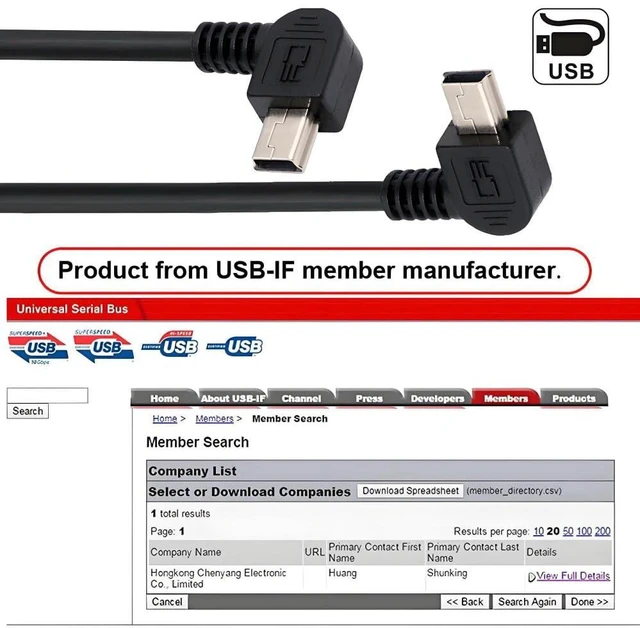 Alt view image 6 of 7 - 2pcs/Set 5pin Mini USB B Type Male Left & Down Angled 90 Degree to USB 2.0 Male Power Data Cable 50cm