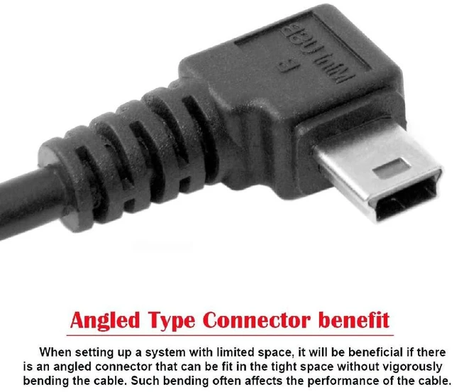 Alt view image 2 of 7 - Mini USB B Type 5pin Male Right Angled 90 Degree to USB 2.0 Male Power Data Cable 5M