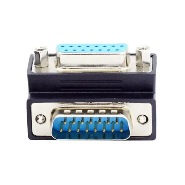 Alt view image 7 of 7 - 90 Degree Down Angled DSUB D-subminiature 15pin Male to Female Extension Adapter DB Connector