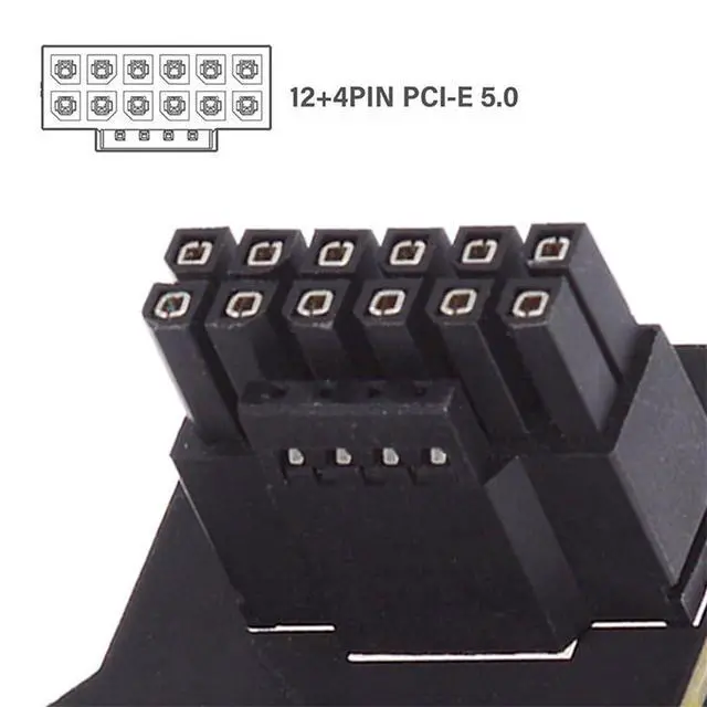 Alt view image 6 of 7 - 12VHPWR Male to Female Adapter PCI-E 5.0 ATX3.0 Power Modular Extension Down Angled 90 Degree for 3080 3090TI PSU 16Pin 12+4P Graphics Card