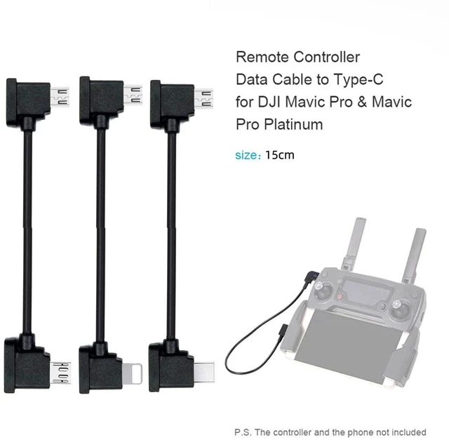 Alt view image 3 of 7 - 3pcs/Set Remote Controller Data Cable Type-C & Micro & to Micro USB for Mavic Pro Platinum Mavic Park RC Accessories