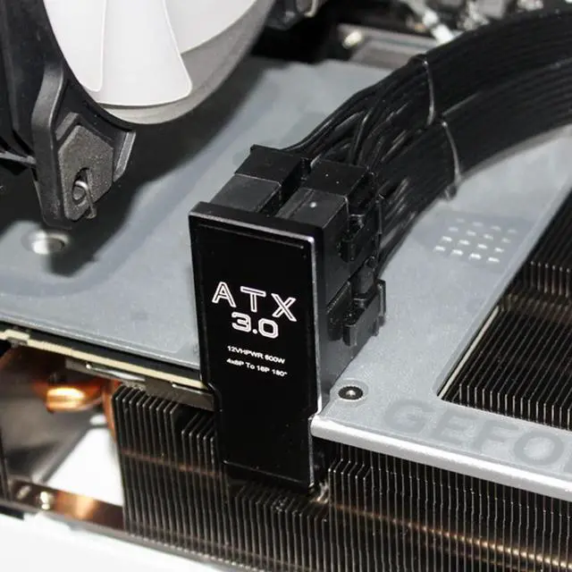 Alt view image 6 of 7 - ATX3.0 PCI-E 5.0 Power Modular 90 Degree 12VHPWR Down Angled Adapter to Four ATX 8P for 4080 5090TI 16Pin 12+4P Graphics Card