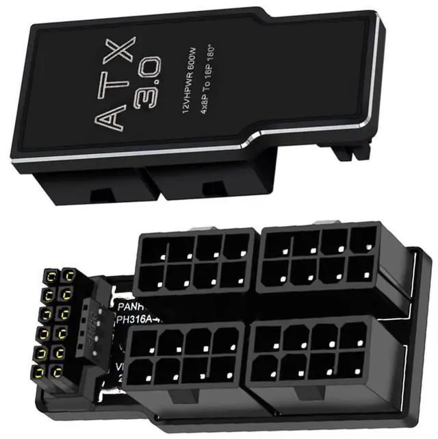 Alt view image 7 of 7 - ATX3.0 PCI-E 5.0 Power Modular 90 Degree 12VHPWR Down Angled Adapter to Four ATX 8P for 4080 5090TI 16Pin 12+4P Graphics Card