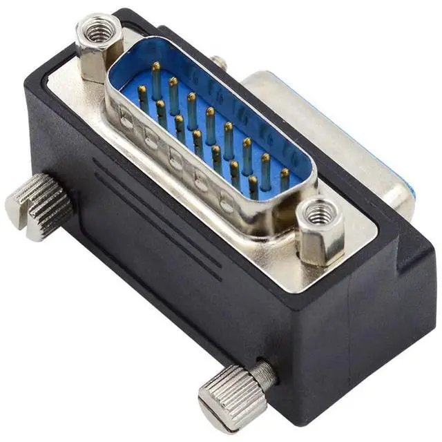 Main image of 15pin DB Connector DSUB RS232 D-subminiature Male Nut to Female Screw Up 90 Degree Angled Extension Adapter