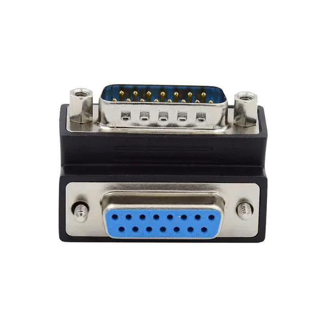 Alt view image 6 of 7 - 15pin DB Connector DSUB RS232 D-subminiature Male Nut to Female Screw Up 90 Degree Angled Extension Adapter