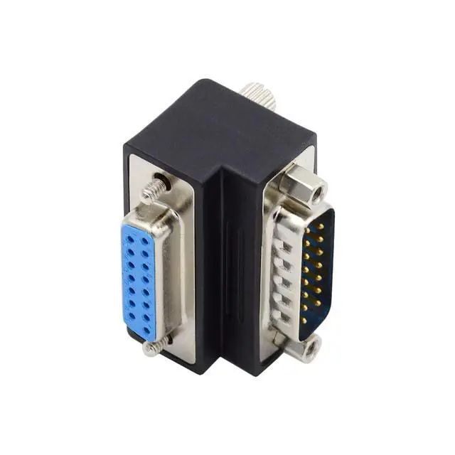 Alt view image 7 of 7 - 15pin DB Connector DSUB RS232 D-subminiature Male Nut to Female Screw Up 90 Degree Angled Extension Adapter