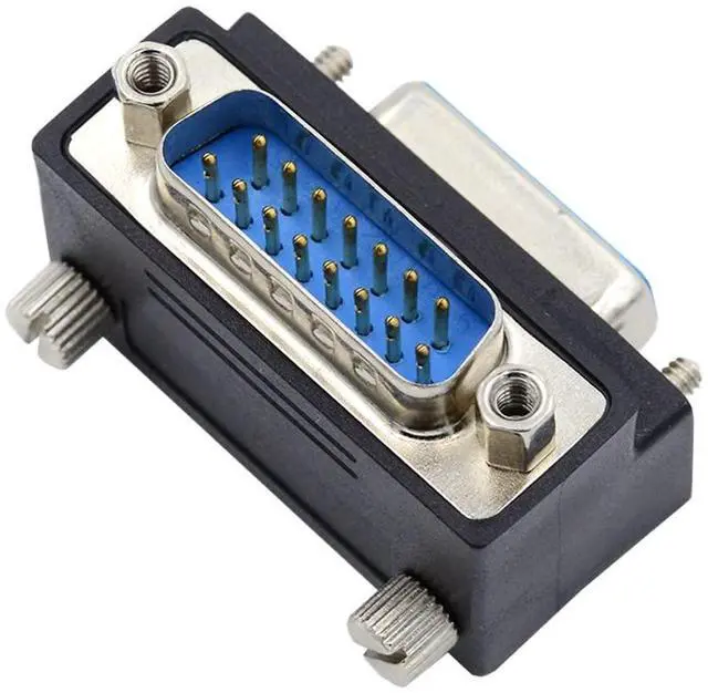 Main image of 15pin DB Connector DSUB RS232 D-subminiature Male Nut to Female Screw Down 90 Degree Angled Extension Adapter