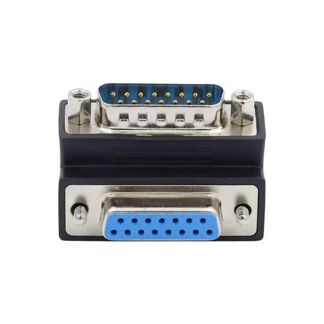 Alt view image 7 of 7 - 15pin DB Connector DSUB RS232 D-subminiature Male Nut to Female Screw Down 90 Degree Angled Extension Adapter