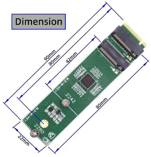 Alt view image 3 of 7 - NVME NGFF Dual M-Key Ports Riser Card to 2242 2280 NGFF Key-M NVME SSD Adapter PCIE Packet Switch