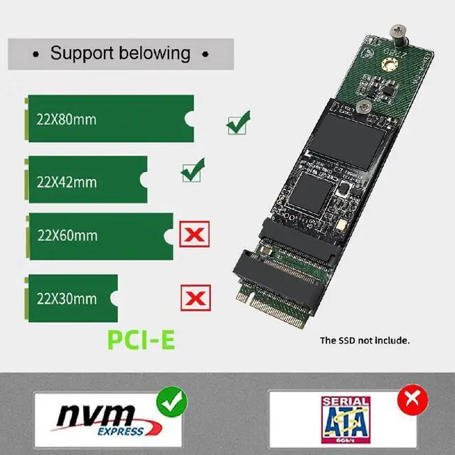 Alt view image 5 of 7 - NVME NGFF Dual M-Key Ports Riser Card to 2242 2280 NGFF Key-M NVME SSD Adapter PCIE Packet Switch