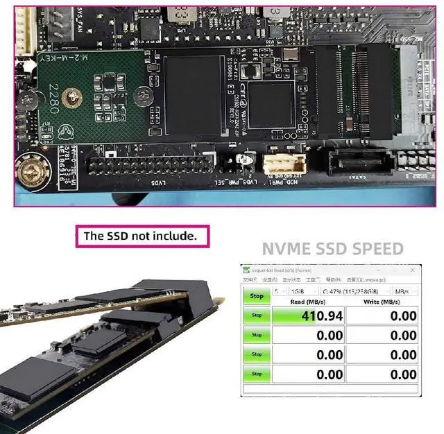 Alt view image 6 of 7 - NVME NGFF Dual M-Key Ports Riser Card to 2242 2280 NGFF Key-M NVME SSD Adapter PCIE Packet Switch