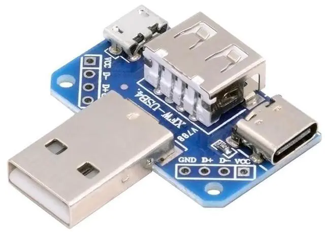 Main image of 1 to 3 USB2.0 Type-A Male to Type-A&Type-C&Micro USB PCBA Power Adapter