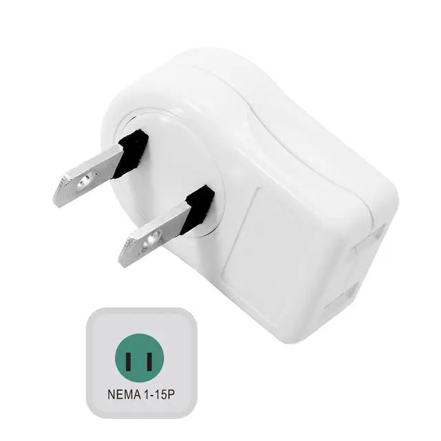 Alt view image 2 of 7 - NEMA 1-15P USA Outlet Saver Power Extension Adapter 2-Prong 2 Outlets 90 Degree (Up Down Angled)