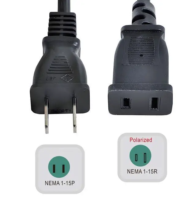 Alt view image 3 of 7 - Straight Connector USA Outlet Saver Power Extension Cord Cable 2-Prong 2 Outlets for NEMA 1-15P to NEMA 1-15R 50cm