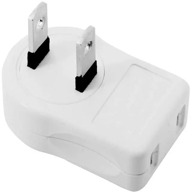 Main image of NEMA 1-15P USA Outlet Saver Power Extension Adapter 2-Prong 2 Outlets 90 Degree (Left Right Angled)