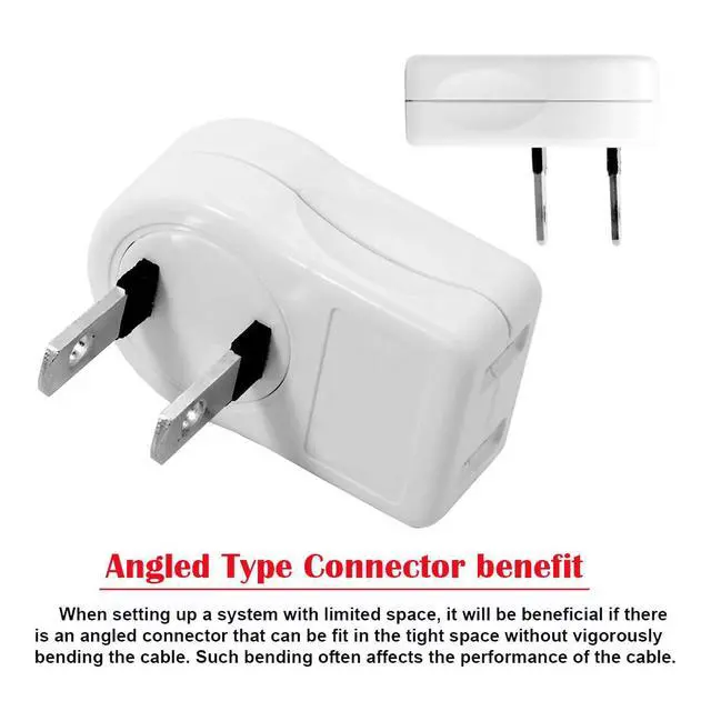 Alt view image 6 of 7 - NEMA 1-15P USA Outlet Saver Power Extension Adapter 2-Prong 2 Outlets 90 Degree (Left Right Angled)