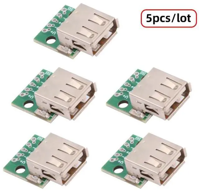 Alt view image 6 of 7 - 5-piece Set of DIY OEM USB-A 2.0 Female with PCB Board 5Pin Contact (Curled Edge) Assembly Solder Type