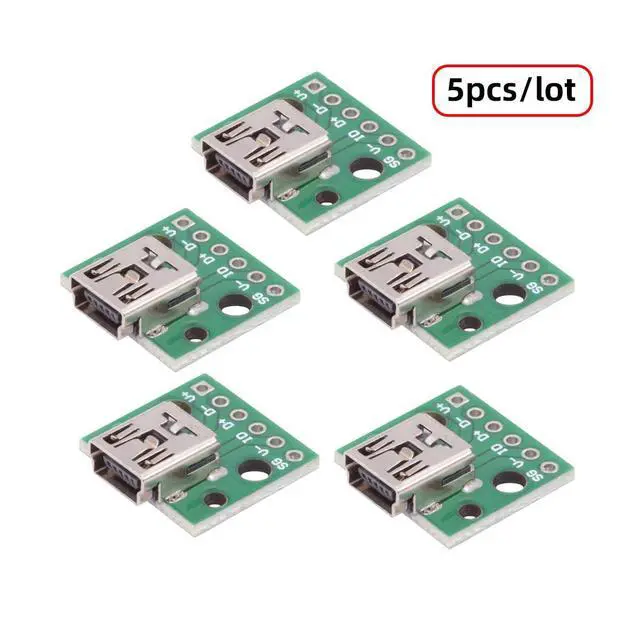 Alt view image 3 of 7 - 5-piece Set of DIY OEM USB2.0-MINI Female with PCB Board 6Pin Contact (Horizontal) Assembly Solder Type