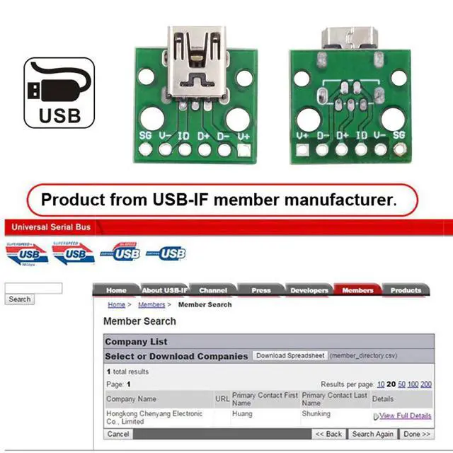 Alt view image 7 of 7 - 5-piece Set of DIY OEM USB2.0-MINI Female with PCB Board 6Pin Contact (Horizontal) Assembly Solder Type