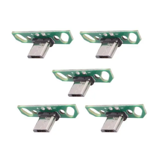 Alt view image 3 of 5 - 5-piece Set of DIY OEM USB2.0-Micro Male Vertical with PCB Board 2Pin Contact (Male Head Length 7mm) Assembly Solder Type